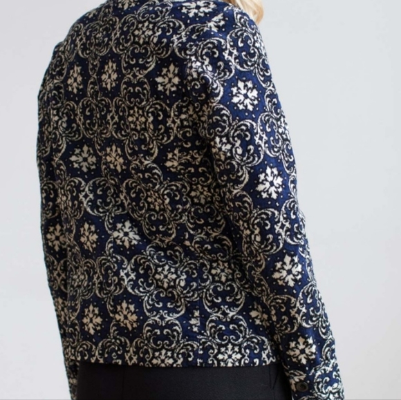 Charter Club Navy Floral Shacket Large Cotton Stretch Fine Corduroy - Picture 2 of 10